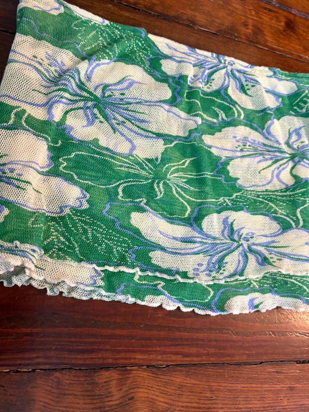 Free people green floral tube top strapless layered mesh size L - Picture 4 of 6
